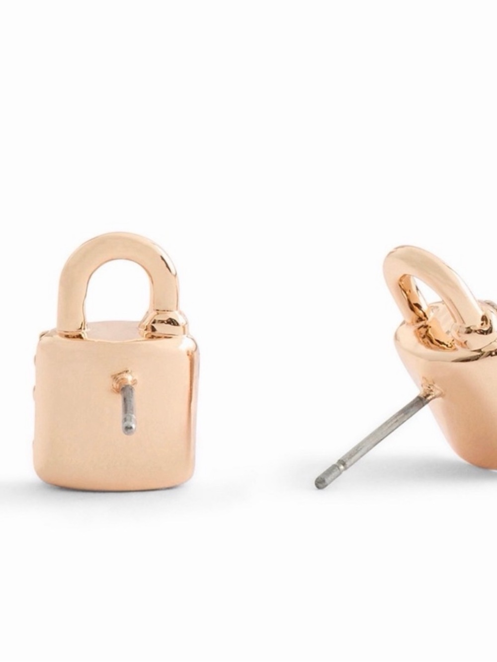 Coach Gold Tone Padlock Stud Earrings with box - Picture 3 of 4